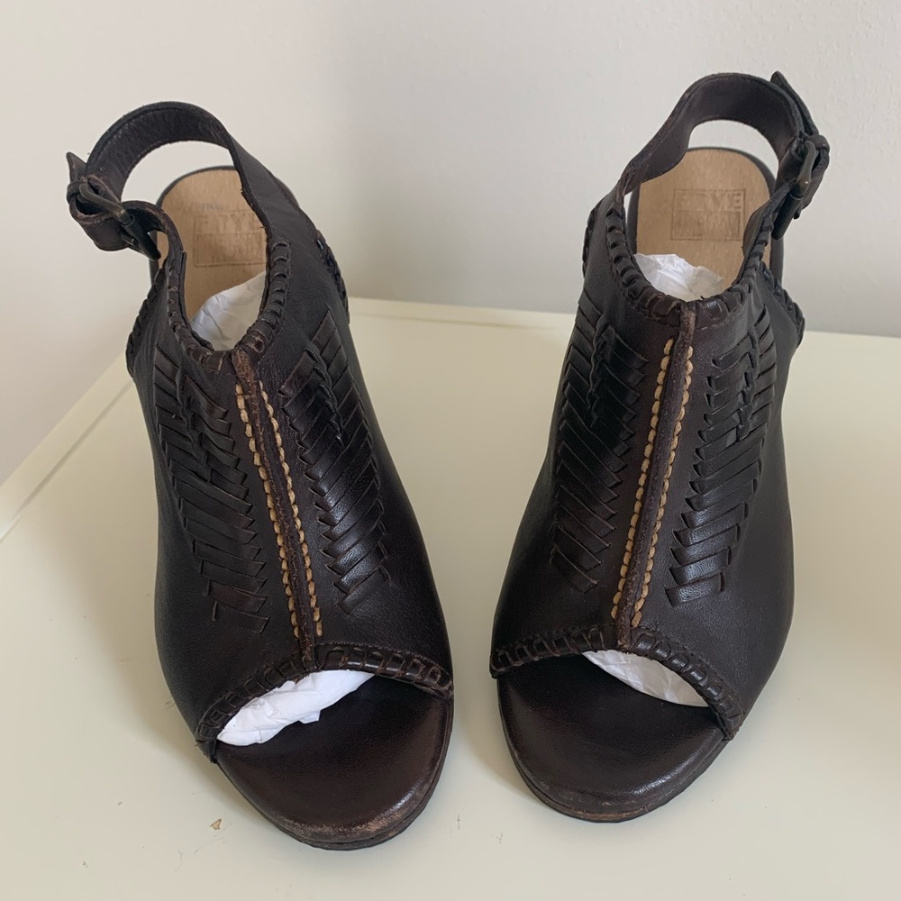 Frye brown leather heeled mule